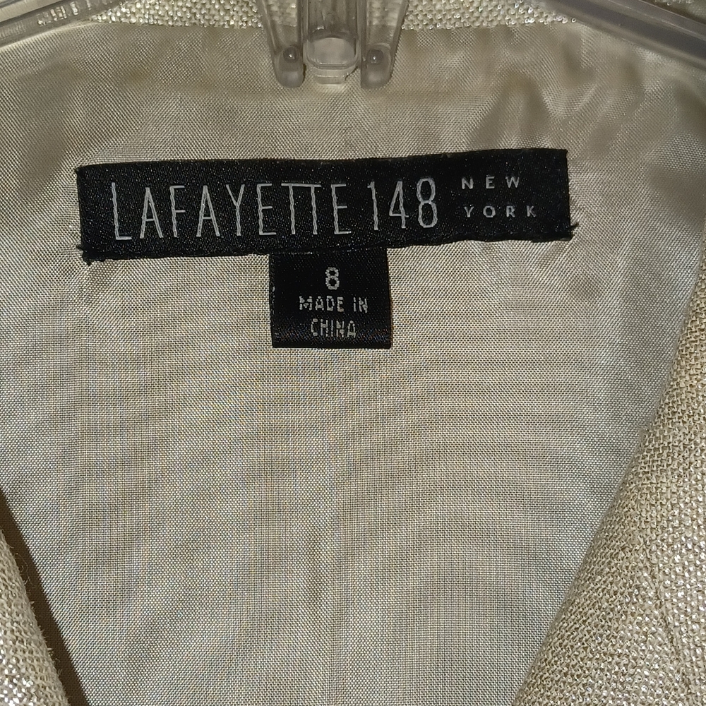 Lafayette 148 Linen Metallic Cap Sleeve Blazer Jacket Women's Sz 8 - Picture 3 of 8